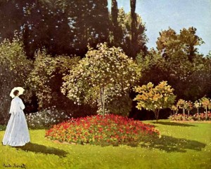 Жанна-Маргарита Лекард в саду 1866